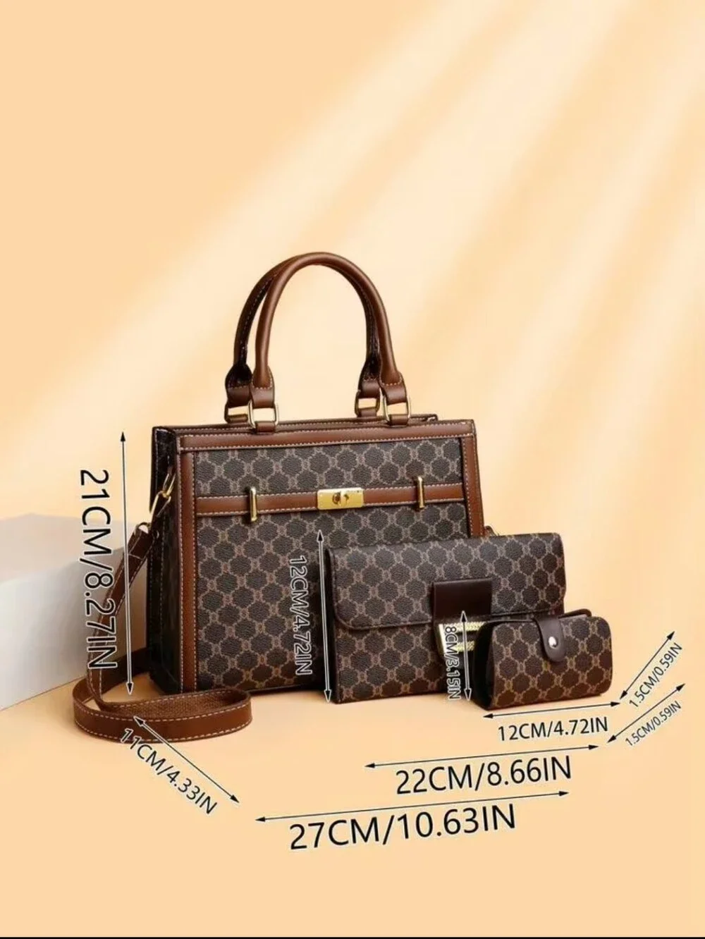 3pcs Set: Multicolor Plaid PU Leather Handbag, Shoulder Bag, Zipper Tote Bag,